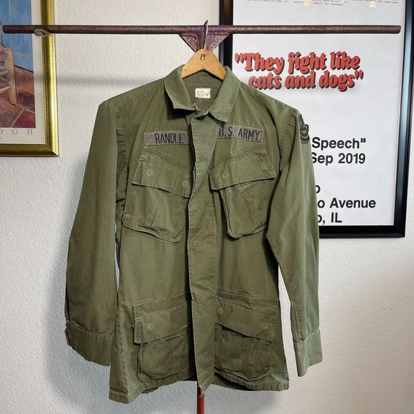 Vintage 1970s Vietnam Era Wind Resistance Poplin US Military OG 107 Slant Pocket - Picture 1 of 6